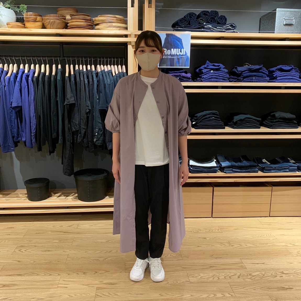 岡山表町商店街】乾きやすいブロード七分袖ワンピース｜無印良品 岡山